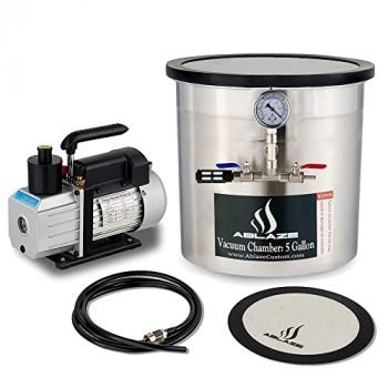 Ablaze 3 Gallon Gal Tempered Glass Lid Vacuum Degassing Purge Chamber (Pressure Pot) with Pump Kit for Resin Casting, Wood Stabilizing, Epoxy, Extraction Kit