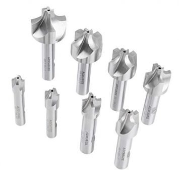 Accusize Industrial Tools H.S.S. Corner Rounding End Mill Set Size from 1/16'' to 3/8'', 8 Pcs, 1011-0008