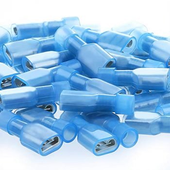 AIRIC Female Spade Connector 16-14 Gauge 100PCS Nylon Fully Insulated Female Wire Quick Disconnects Spade Terminal Connectors Blue