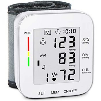 Blood Pressure Monitor Wrist Blood Pressure Machine Large LCD Display Digital Automatic Blood Pressure Wrist Cuff with 2x99 Memory Carrying Storage Bag