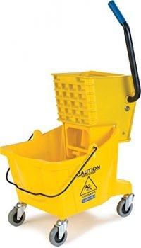 Carlisle 3690804 Commercial Mop Bucket With Side Press Wringer, 26 Quart Capacity, Yellow