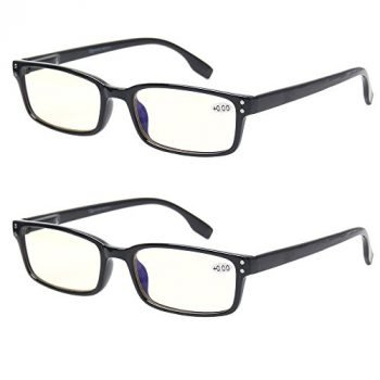 Computer Glasses 2 Pair UV Protection, Anti Blue Rays, Anti Glare and Scratch Resistant Computer Reading Glasses