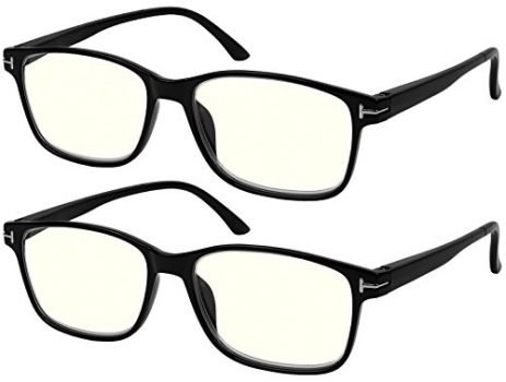 Computer Glasses 2 Pairs Anti Glare Classic Reading Glasses Quality Comfort Glasses for Men and Women +2.5