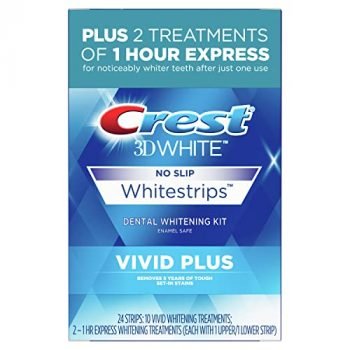 Crest 3D Whitestrips, Vivid Plus, Teeth Whitening Strip Kit, 24 Strips (12 Pack) (Packaging May Vary)