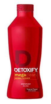 Detoxify Mega Clean Herbal Cleanse – Tropical Flavor – 32 oz – Formulated Herbal Detox Drink – Milk Thistle, Ginseng Root & Guarana Seed Extract - Plus Sticker