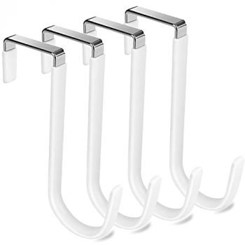 DINGEE Over Door Hanger Hooks for Hanging, 4 Packs Vinyl Coated Over The Door Heavy Duty Hook for Hanging Bathroom, Living Room, Kitchen Hanging Towels, Clothes, Shoes Bag, Hats