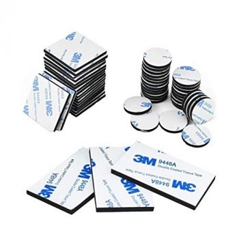 Double Sided Foam Tape Strong Pad Mounting,Black Self-Adhesive Tape Include Square Round and Rectangular（60Pcs）