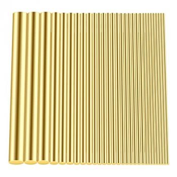 DYWISHKEY 1/2" 3/8" 5/16" 1/4" 3/16" 5/32" 1/8" 3/32" 1/16" Brass Rods Assortment Kit for DIY Craft Making, Handle Pin (30 Pieces)