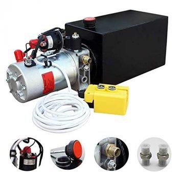 Electric Hydraulic Pump Unit Metal Reservoir for Dump Trailer (Double Acting 10 Quart)