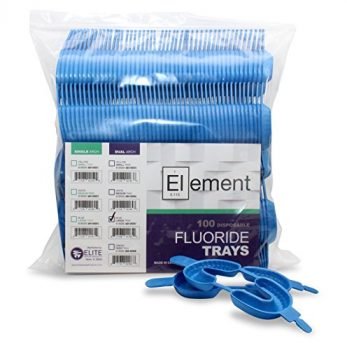 ELEMENT Foam Fluoride Trays, Dual Arch, Disposable (Pack of 100) (Large - Blue)