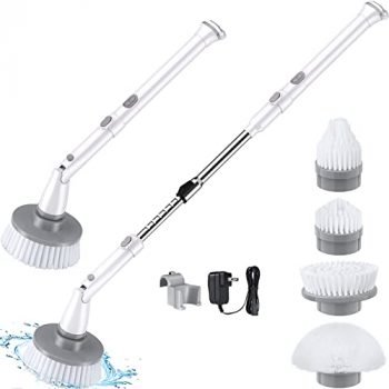 Eletalker Electric Spin Scrubber, Cordless Rechargeable Electric Cleaning Brush with Adjustable Arm and 4 Replaceable Head, Fast Charging, Multi-Purpose for Bathtub Tile Sink Bathroom Kitchen