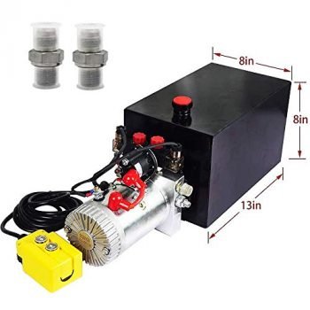 Fisters Hydraulic Power Unit 15 Quart Double Acting Hydraulic Pump DC 12V Power Unit Metal Reservoir for Dump Trailer Car Lifting