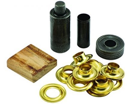 General Tools 1/2" Grommet Tool Kit - 12 Solid Brass Grommets for Tarps Repair, Fabric Rings, Reinforcing Canvases, & Canopies