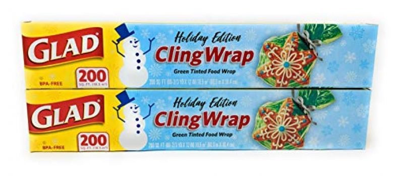 Glad Holiday Cling Wrap Plastic Wrap - Green - 200sq ft (Pack of 2)