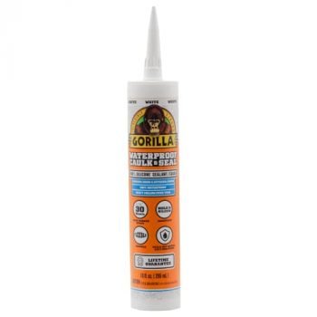 Gorilla Waterproof Caulk & Seal 100% Silicone Sealant, 10oz Cartridge, White (Pack of 1)