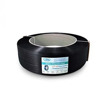 IDL Packaging - H-12600-166 1/2" x 7200' Heavy Duty Hand Grade Polypropylene (PP) Strapping Roll, 600 lbs. Break Strength, 16" x 6" Core, Black