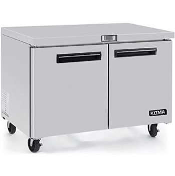 KITMA 48" W Built-In Undercounter Worktop Refrigerator, Stainless Steel Built-in and Freestanding Fridge, Under Counter Cooler - 13.5 Cu. Ft, Holding temperatures 33°F – 45°F