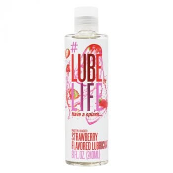 #LubeLife Water-Based Strawberry Flavored Lubricant, Personal Lube for Men, Women and Couples, Made Without Added Sugar for Oral Fun, 8 Fl Oz
