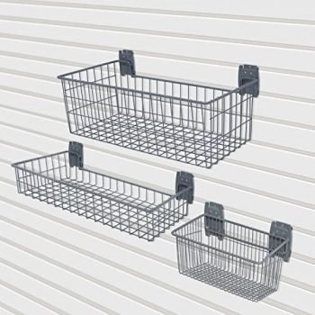 MYOYAY 3Pcs Slatwall Baskets Set Pegboard Baskets Bins Ventilated Metal Wire Basket Wall Mounted Storage Basket for Organizing Tools