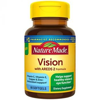 Nature Made Vision with AREDS 2 Formula, Eye Vitamins with Lutein & Zeaxanthin, Vitamin C, Vitamin E, Zinc, and Copper, Helps Support Healthy Vision and Eye Function, 60 Softgels