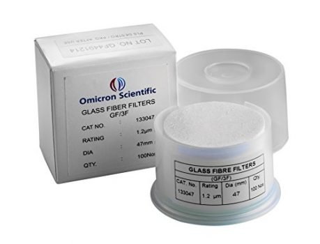 Omicron 133047 Borosilicate Glass Fiber Binder Free Filter, 1.2 μm, 47 mm (Pack of 100)