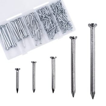 OMOTOOL Brick Steel Nails Assortment Kit (220 pcs), Galvanized Concrete Wall Nail for Hanging Pictures and Woodworking, Cement Nails Suit for Drywall and Pine，5 Size Assortment