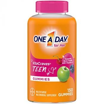 One A Day Teen for Her Multivitamin Gummies Supplement with Vitamins A, C, E, B3, B6, B12, Calcium, and Vitamin D, 150 Count