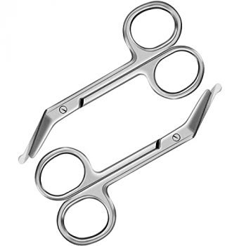Ostomy Scissors Bandage Scissors Nursing Scissors Stainless Steel Scissors for Doctors, Nurses, Veterinary Home Nursing, 4.3 x 2.1 Inch, Curved (2 Pieces)