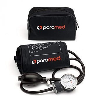 PARAMED Aneroid Sphygmomanometer – Manual Blood Pressure Cuff with Universal Cuff 8.7 - 16.5" and D-Ring – Carrying Case in The kit – Black – Stethoscope Not Included