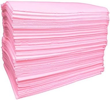 Pink Disposable Dental Bibs - Waterproof Patient Napkin 13'' x 18" Professional Towels for Dentist, Nail, Tattoo and Piercing - 3 Layers 2-Ply Tissue with Poly Backing - Pink [Pack of 55]