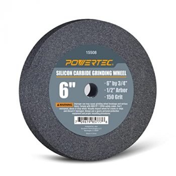 POWERTEC 15508 Silicon Carbide Grinding Wheel 150 Grit, 6" x ¾" with 1/2" Arbor