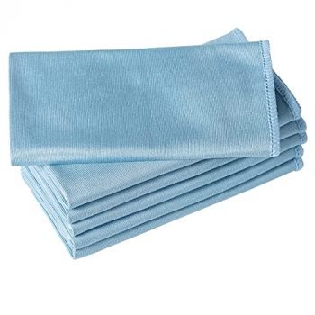 Puomue 6 Pack Microfiber Glass Cleaning Cloth, 16 Inch X 16 Inch, Lint Free Quickly Clean Window, Glasses, Windshields, Mirrors, and Stainless Steel, Blue