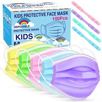 Rasav Kids Disposable Face Masks 100Pcs,3 Ply Kids Masks Disposable Breathable Colorful Cute Face masks for Children, Girls & Boys