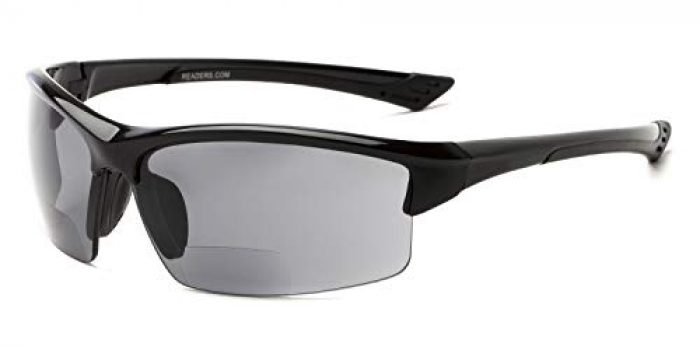 Readers.com: The Roster Bifocal Reading Sunglasses for Men and Women - Glossy Black with Smoke, 1.50