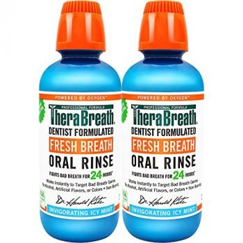 TheraBreath Fresh Breath Dentist Formulated Oral Rinse, Icy Mint, 16 Ounce (Pack of 2)