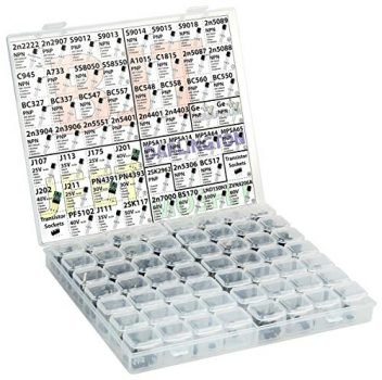Ultimate Transistor Assortment Kit, 686 pcs, 54 Types, BJT, Mosfet, Germanium, Darlington, JFET incl. 30 pcs Sockets