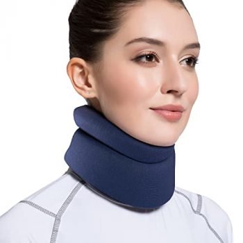 VELPEAU Neck Brace -Foam Cervical Collar - Soft Neck Support Relieves Pain & Pressure in Spine - Wraps Aligns Stabilizes Vertebrae - Can Be Used During Sleep (Comfort, Blue, Medium, 3″)