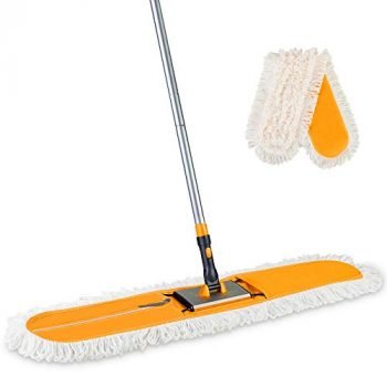 Yocada 36" Commercial Industrial Cotton Mop Dust Floor Mop with Total 2 Mop Pads for Cleaning Office Garage Hardwood Warehouse Factory Mall Deck 59 Inch Long