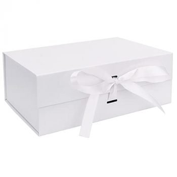 Younik Luxury Gift Box Ribbon 10.2x7x3.2 White Gift Packaging with Bow Tie for Graduation, Birthday, Anniversaries, Wedding, Baby Shower Present. Groomsmen Bridesmaid Proposal Box…