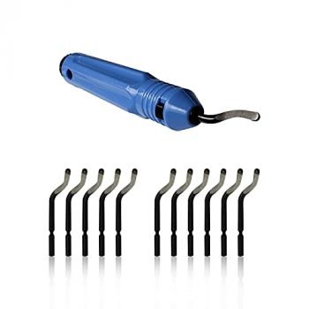 zhuohai Deburring Tool Kit, a AntiSlip Handle and Pack of 10 BS1010 Deburring Blades, for Wood, Metal, Plastic, Aluminum, Copper and Steel