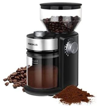 HOMOKUS Electric Burr Coffee Grinder - Adjustable Burr Mill Coffee Bean Grinder with 18 Grind Settings - Coffee Grinder 2.0 for Espresso Drip Coffee and French Press - 2-14 Cup Capacity