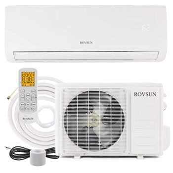 ROVSUN 9,000 BTU Mini Split AC/Heating System with Inverter, 20 SEER 115V Energy Saving Ductless Split-System Air Conditioner with Pre-Charged Condenser, Heat Pump, Remote Control & Installation Kit