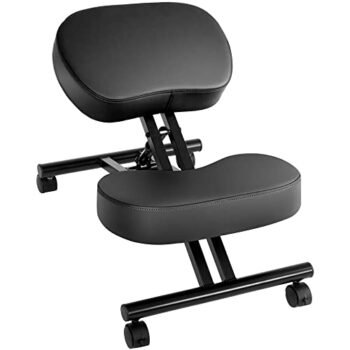 Vigosit Ergonomic Kneeling Chair, Office Kneeling Chair with Thick Memory Foam Cushions, Adjustable Kneeling Chair with Brake Gliding Casters for Office and Home (Black)
