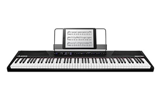 Alesis Recital – 88 Key Digital Piano Keyboard with Semi Weighted Keys, 2x20W Speakers, 5 Voices, Split, Layer and Lesson Mode, FX and Piano Lessons