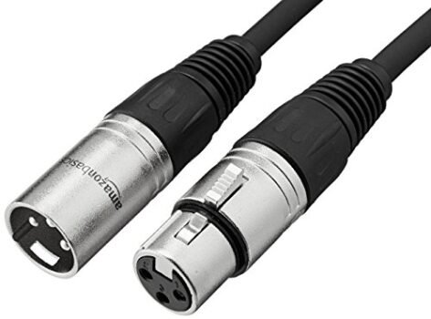 Amazon Basics Standard XLR Male to Female Balanced Microphone Cable, Durable & Flexible, Noise-Cancelling - 25 Feet, Black