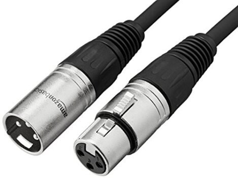 Amazon Basics Standard XLR Male to Female Balanced Microphone Cable, Durable & Flexible, Noise-Cancelling - 6 Feet, Black