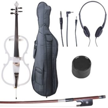 Cecilio 4/4 CECO-1WH Pearl White Electric Cello with Ebony Fittings in Style 1 (Full Size)