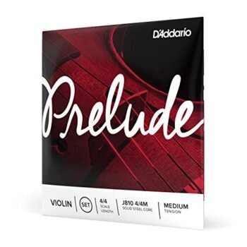 D’Addario Prelude Violin String Set, 4/4 Scale Medium Tension – Solid Steel Core, Warm Tone, Economical and Durable – Educator’s Choice for Student Strings – Sealed Pouch to Prevent Corrosion, 1 Set