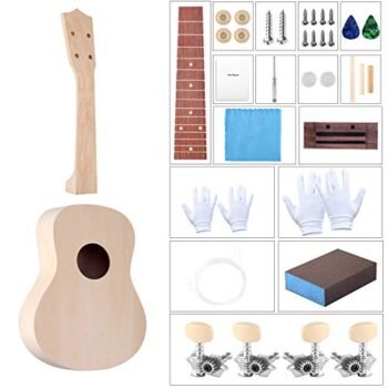 DIY Ukulele Kit with Installation Tools Wooden Small Hawaiian Guitar Ukalalee for Kids Students Beginners 21inch