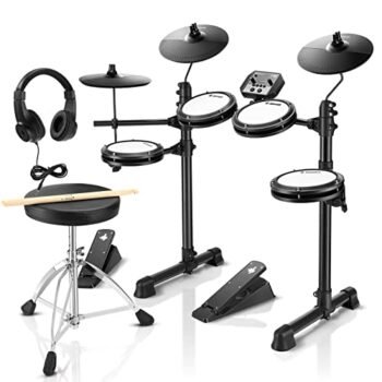 Donner DED-80 Electric Drum Set, Electronic Drum Kit for Beginner kids with 180 Sounds,Mesh Drums with Drum Throne, Sticks Headphone,Birthday Gift, and 40 Melodics Lessons